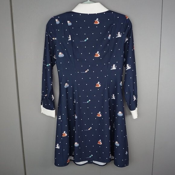 Miss Patina Kiterture Books Cat Kitten Dress in Navy size Small Excellent Condit - Picture 10 of 15
